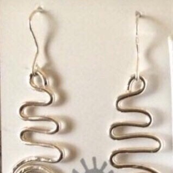 Sterling Silver Swirl Drop Earrings Handmade - Picture 2 of 2